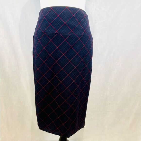 Express High Waisted Black and Red Tartan Plaid Pencil Skirt size 2 - Picture 1 of 6
